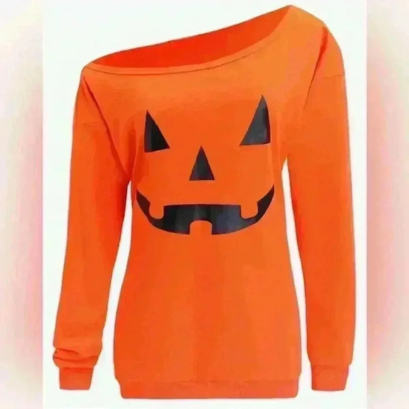 Super cute brand new off the shoulder pumpkin shirt - Picture 1 of 1